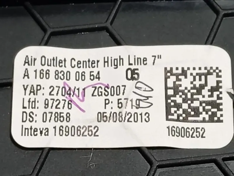 Griglia Condotto ARIA Cruscotto Centrale A1668300654 Mercedes Classe ML W166 2012