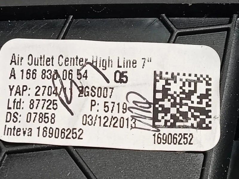 Griglia Condotto ARIA Cruscotto Centrale A16683000542A17 Mercedes Classe ML W166 2012