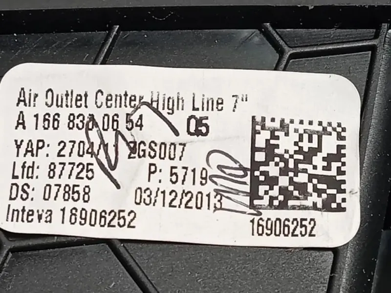 Griglia Condotto ARIA Cruscotto Centrale A16683000542A17 Mercedes Classe ML W166 2012