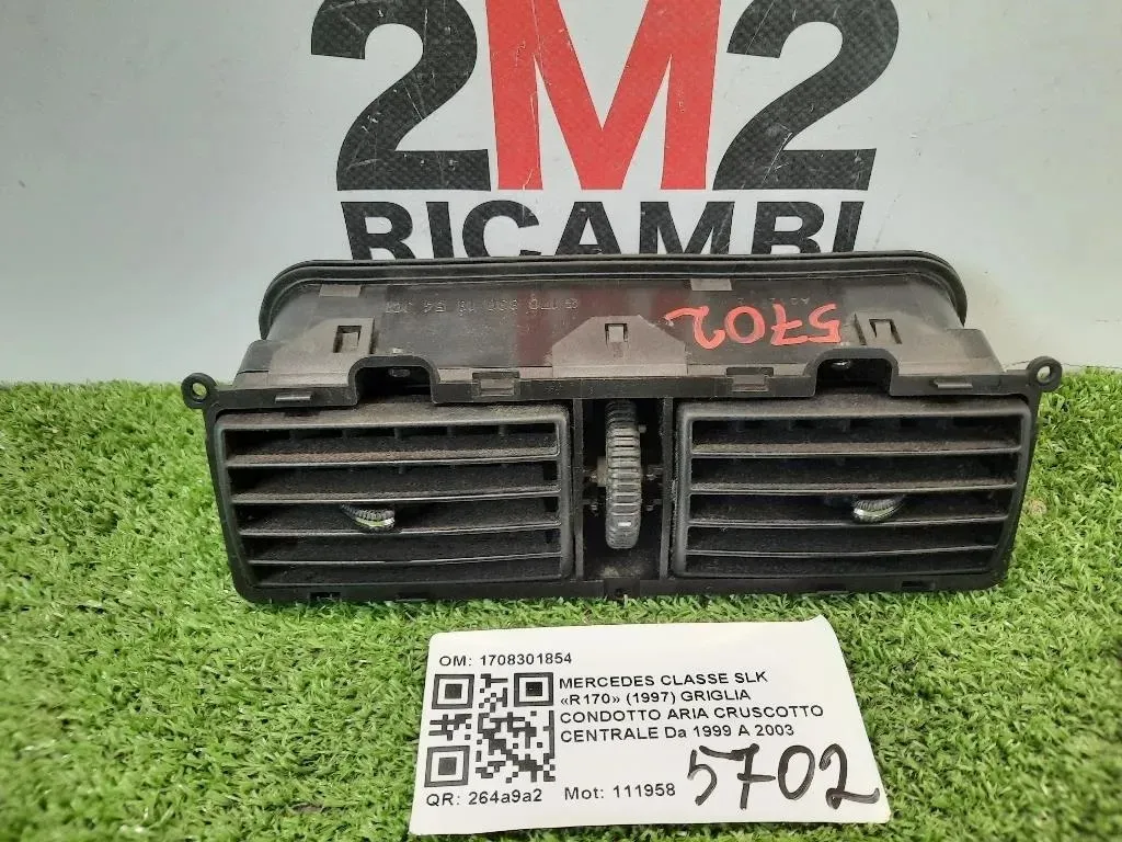 Griglia Condotto ARIA Cruscotto Centrale 1708301854 Mercedes Classe SLK R170 1997