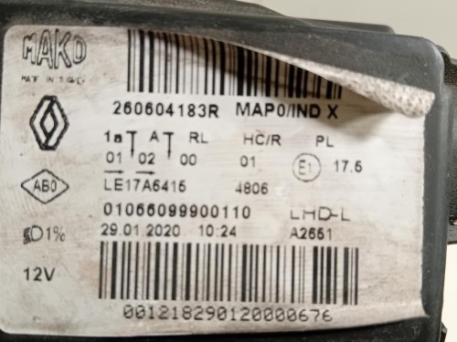 Proiettore ANT SX 260604183R Renault CLIO IV 2013