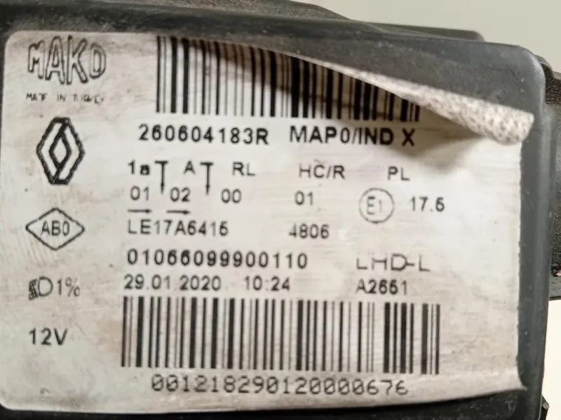 Proiettore ANT SX 260604183R Renault CLIO IV 2013