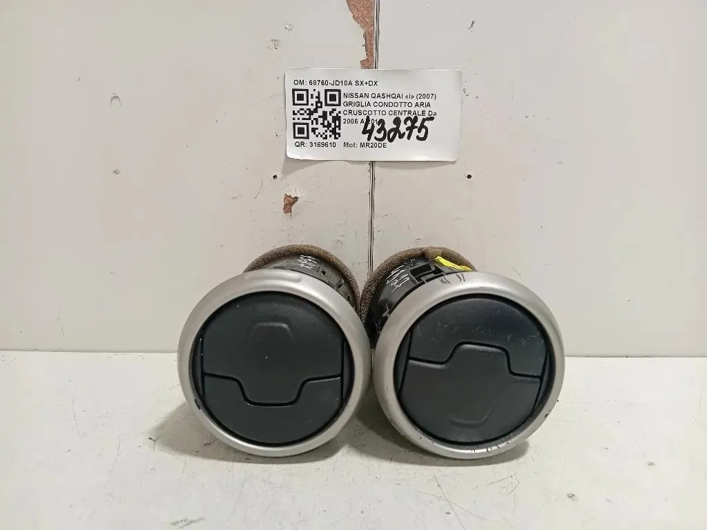 Griglia Condotto ARIA Cruscotto Centrale 68760-JD10A SX+DX Nissan Qashqai I 2007