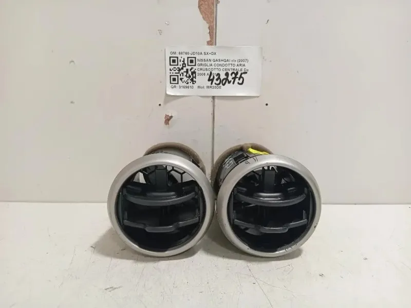 Griglia Condotto ARIA Cruscotto Centrale 68760-JD10A SX+DX Nissan Qashqai I 2007