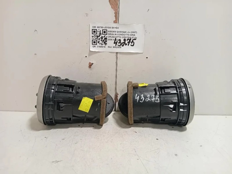 Griglia Condotto ARIA Cruscotto Centrale 68760-JD10A SX+DX Nissan Qashqai I 2007