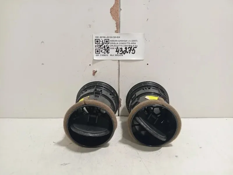 Griglia Condotto ARIA Cruscotto Centrale 68760-JD10A SX+DX Nissan Qashqai I 2007
