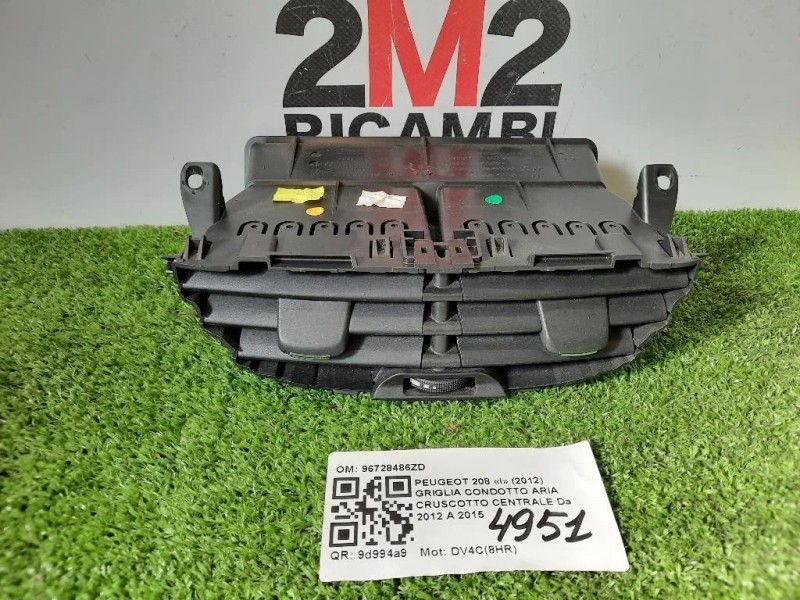 Griglia Condotto ARIA Cruscotto Centrale 96728486ZD Peugeot 208 I 2012