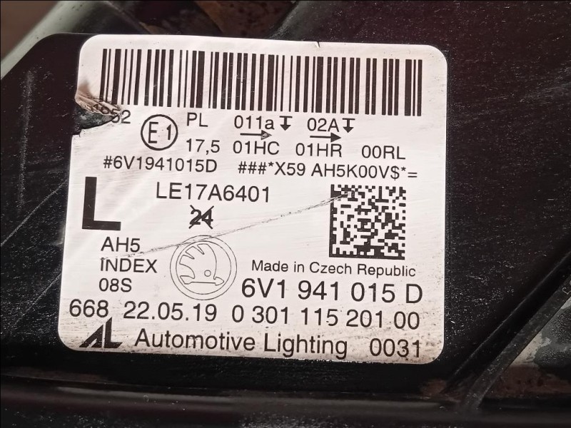 Proiettore ANT SX 6V2941015 Skoda Fabia NJ3 2018