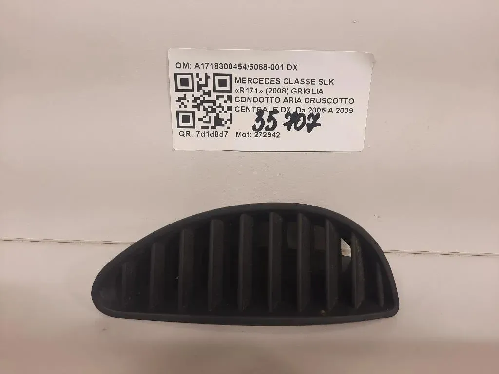 Griglia Condotto ARIA Cruscotto Centrale DX A17183004545068-001 DX Mercedes Classe SLK R171 2008