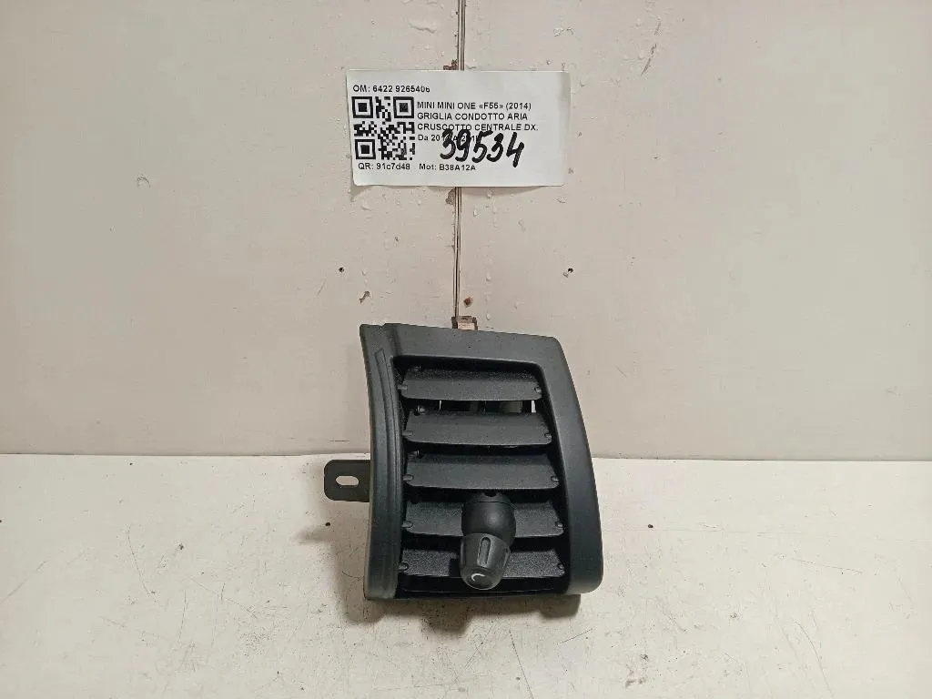 Griglia Condotto ARIA Cruscotto Centrale DX 6422 9265406 Mini MINI ONE F55 2014