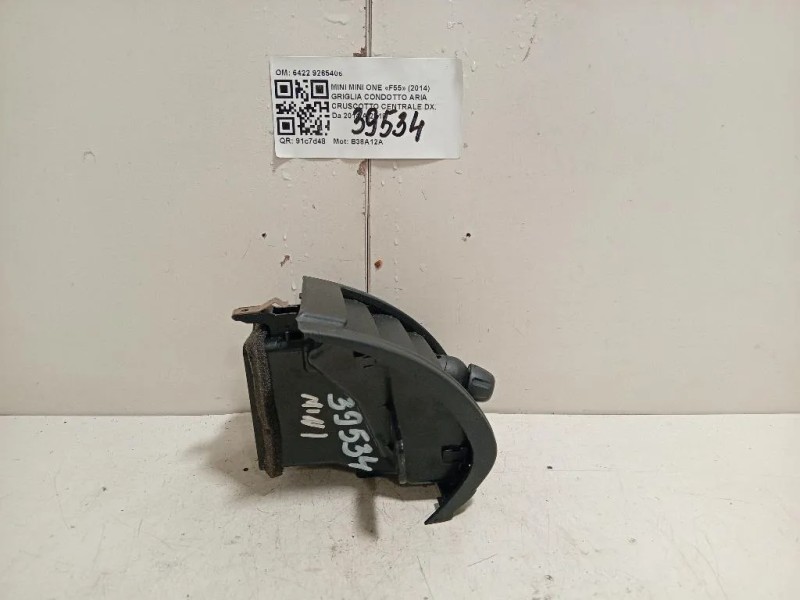 Griglia Condotto ARIA Cruscotto Centrale DX 6422 9265406 Mini MINI ONE F55 2014