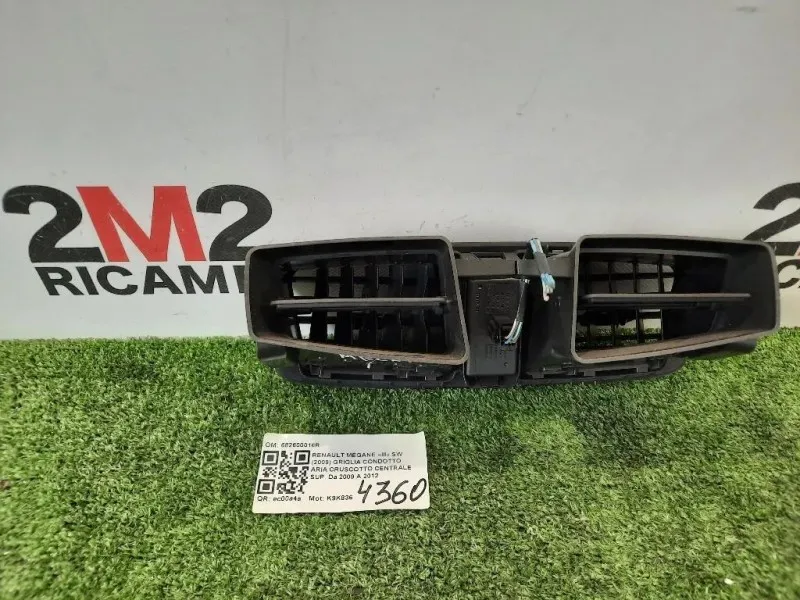 Griglia Condotto ARIA Cruscotto Centrale SUP 682600016R Renault Mégane III SW 2009