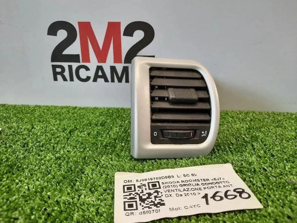 Griglia Condotto Ventilazione Porta ANT DX 5J0819702D9B9 Skoda Roomster 5J7 2010