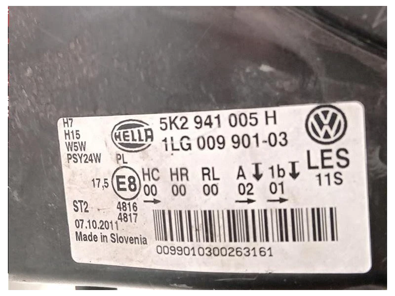Proiettore ANT SX 5K2 941 005 H Volkswagen GOLF VI 2009
