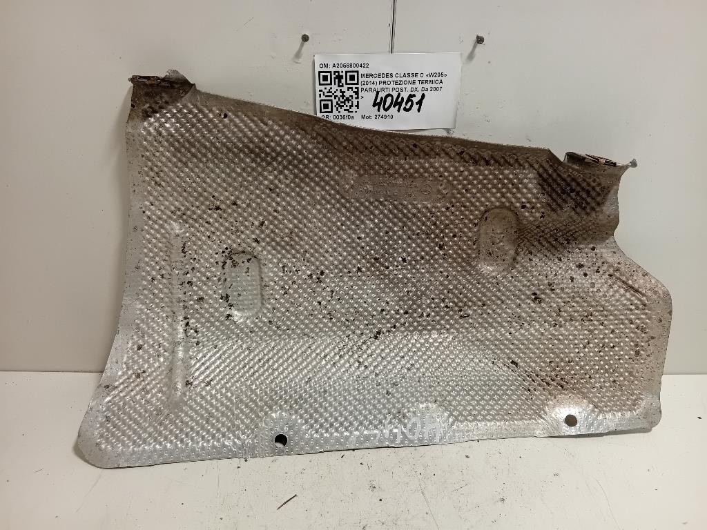 Protezione Termica Paraurti POST DX A2056800422 Mercedes Classe C W205 2014