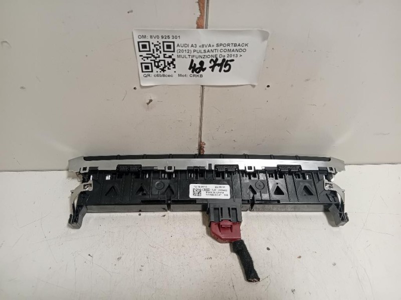 Pulsanti Comando Multifunzione 8V0 925 301 Audi A3 8VA Sportback 2012