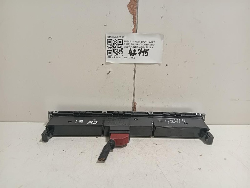 Pulsanti Comando Multifunzione 8V0 925 301 Audi A3 8VA Sportback 2012