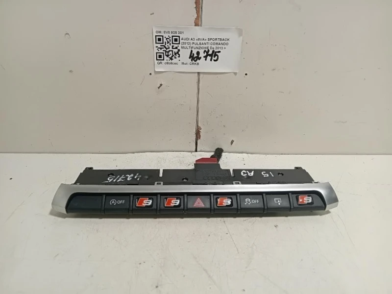 Pulsanti Comando Multifunzione 8V0 925 301 Audi A3 8VA Sportback 2012