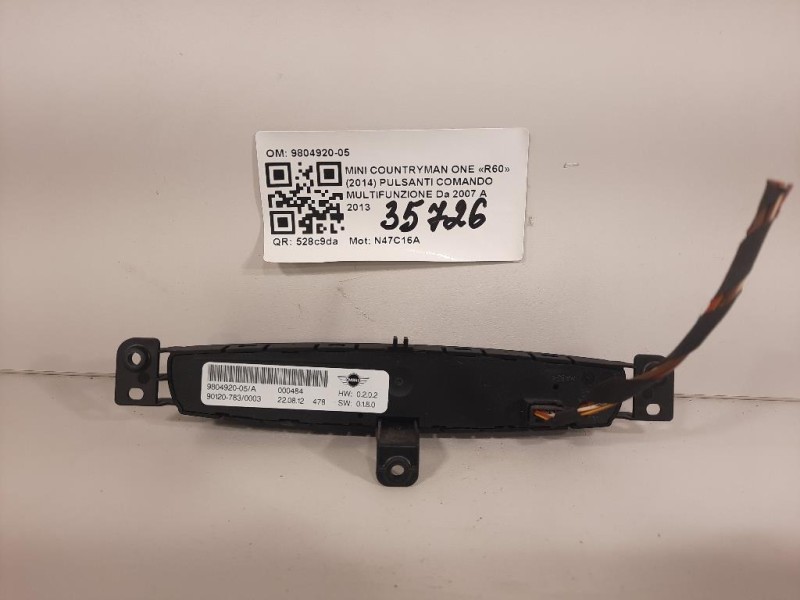 Pulsanti Comando Multifunzione 9804920-05 Mini Countryman ONE R60 2014