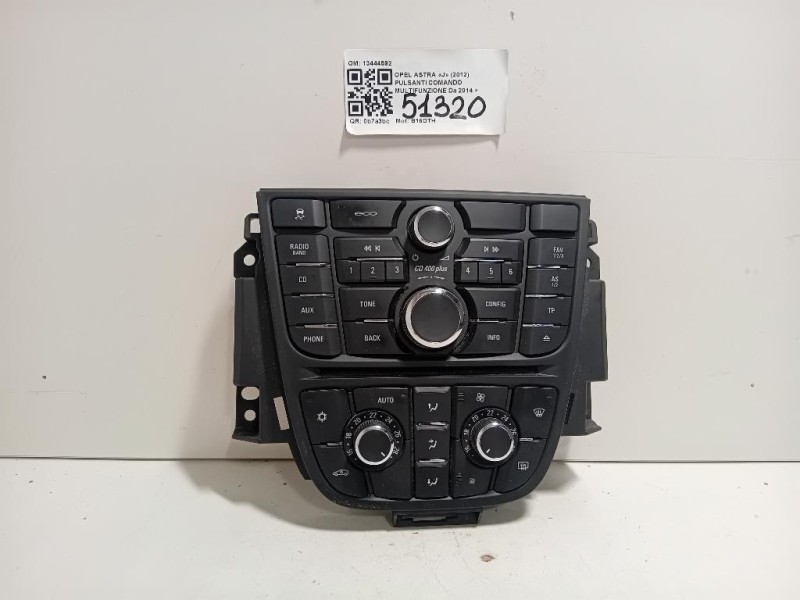 Pulsanti Comando Multifunzione 13444592 Opel Astra J 2012