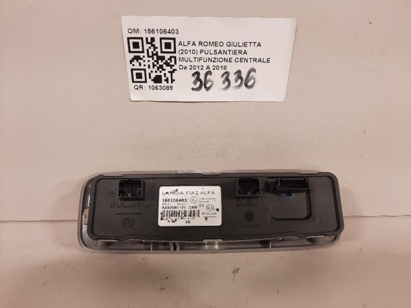 Pulsantiera Multifunzione Centrale 156106403 Alfa Romeo Giulietta 2010
