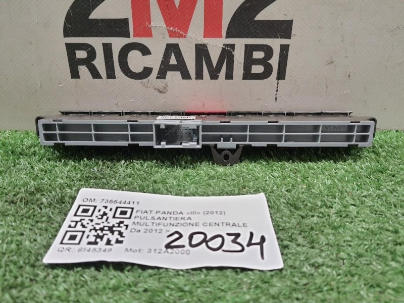 Pulsantiera Multifunzione Centrale 735544411 Fiat Panda III 2012