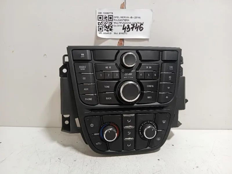 Pulsantiera Multifunzione Centrale 13362776 Opel Meriva B 2014