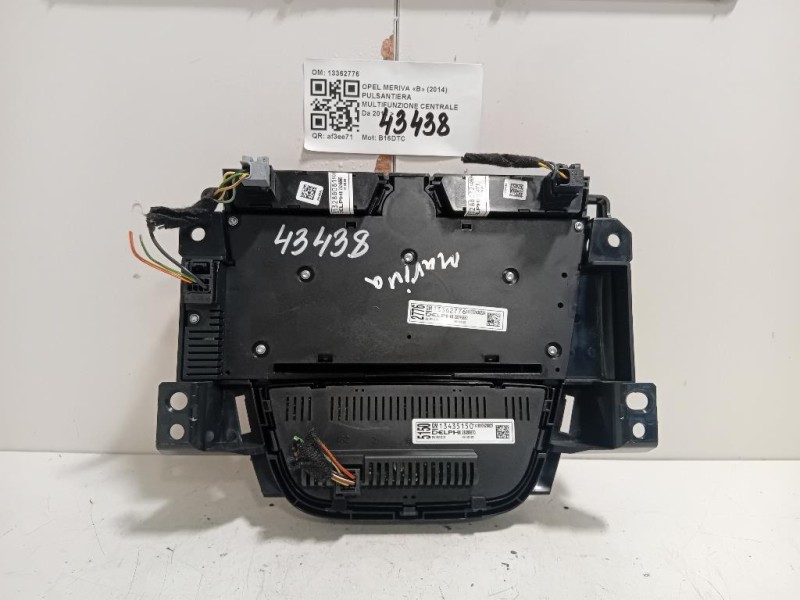 Pulsantiera Multifunzione Centrale 13362776 COMANDI CONTROLLO CLIMA Opel Meriva B 2014