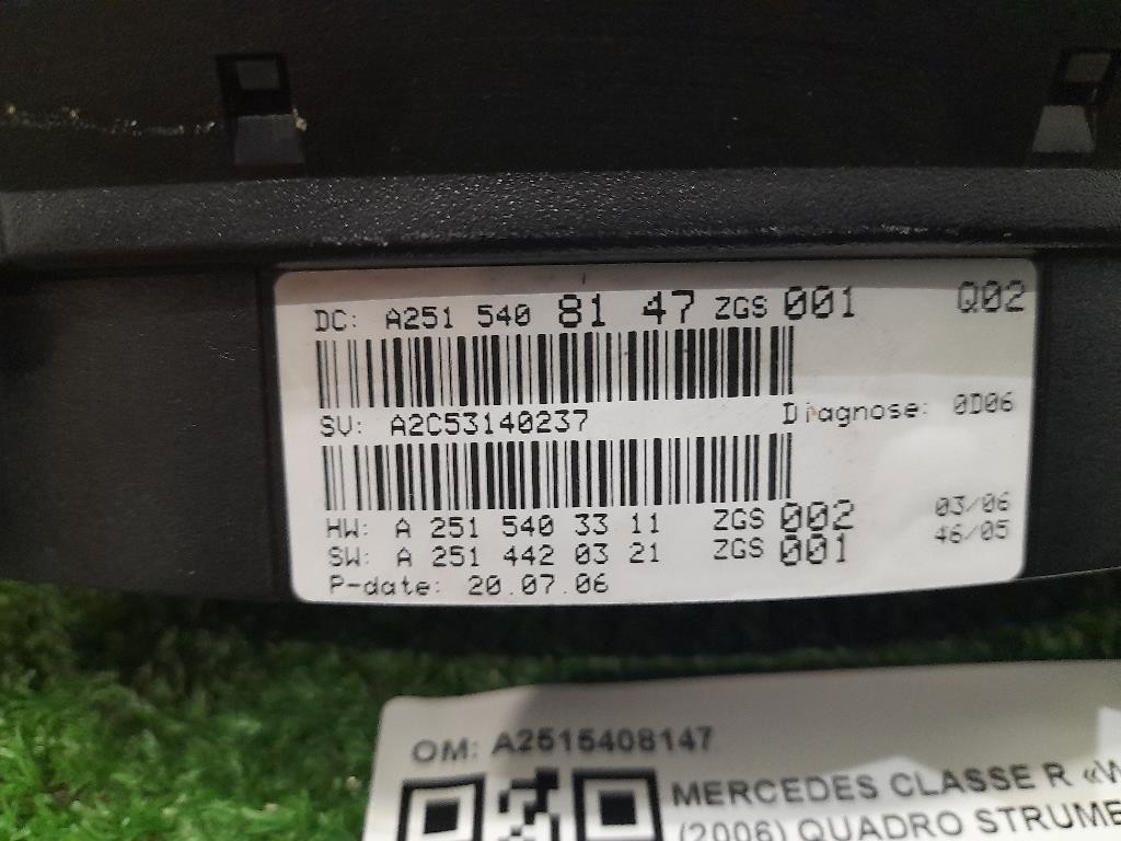 Quadro Strumenti A2515408147 Mercedes Classe R W251 2006