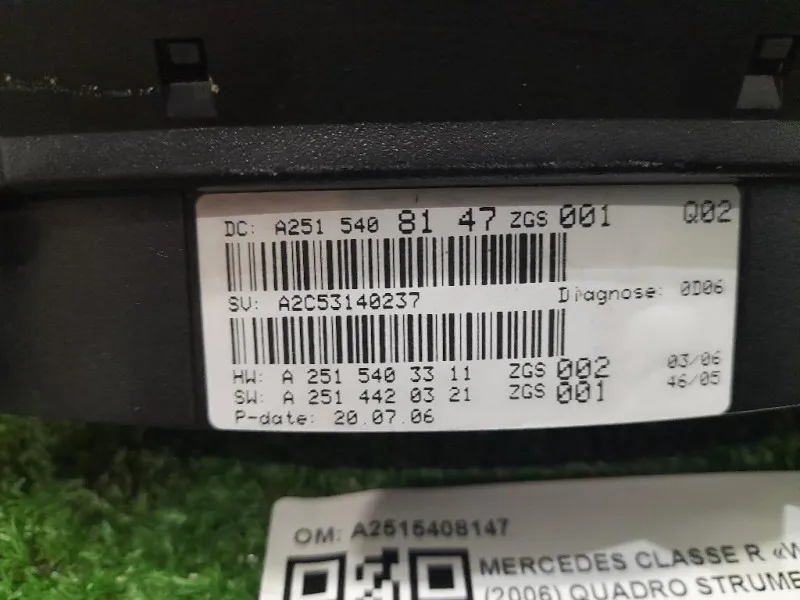 Quadro Strumenti A2515408147 Mercedes Classe R W251 2006