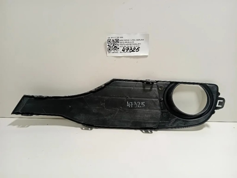 Griglia DI Ventilazione Paraurti ANT DX 5111728 920 Bmw Serie 3 F30 Berlina 2012