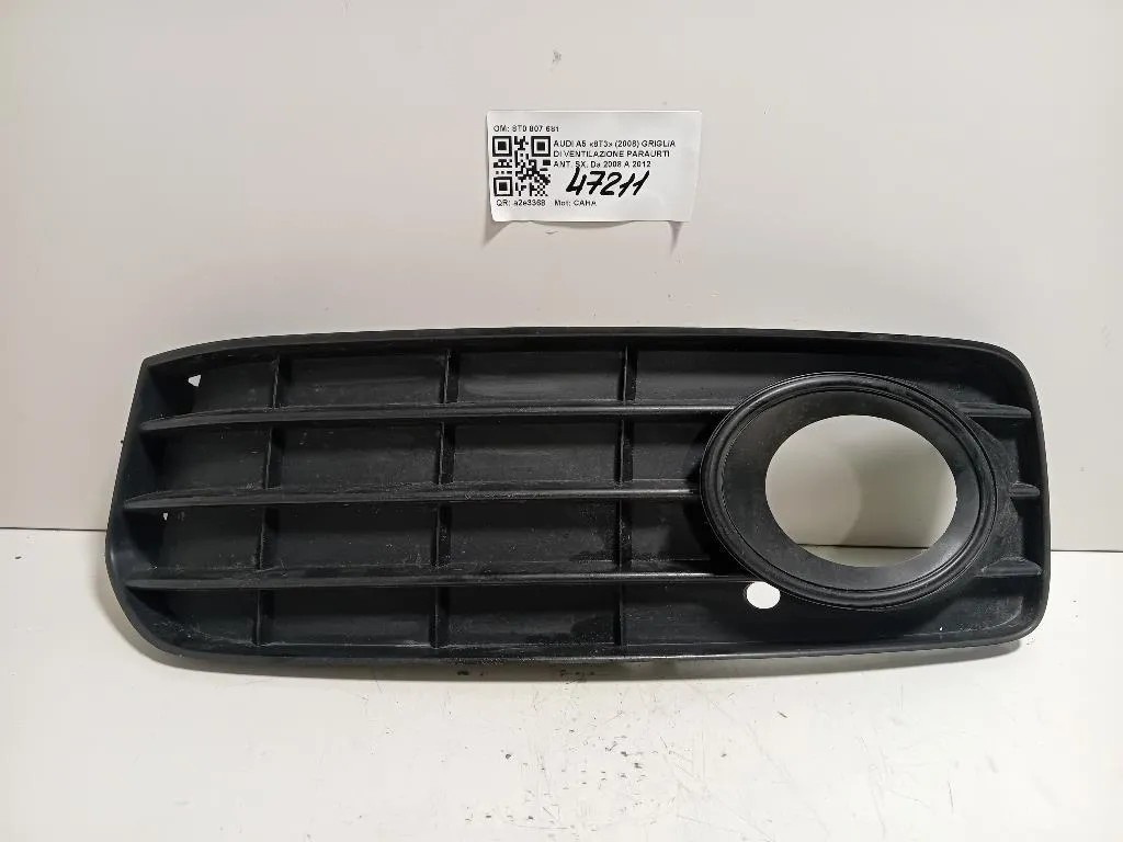 Griglia DI Ventilazione Paraurti ANT SX 8T0 807 681 Audi A5 8T3 2008