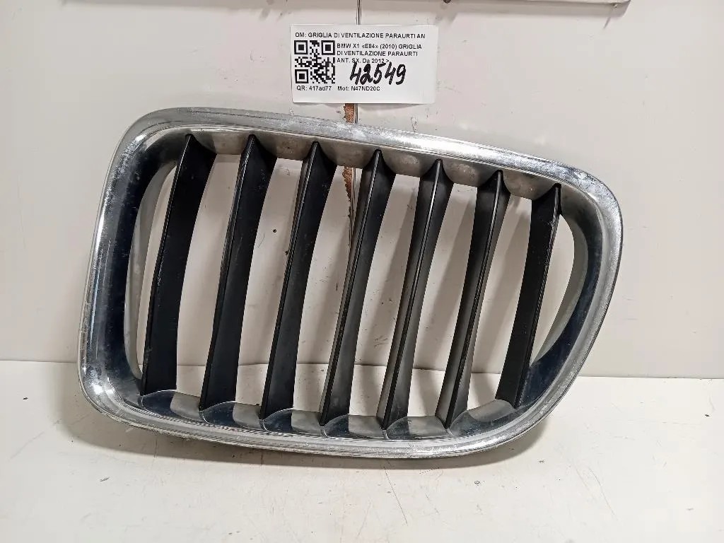 Griglia DI Ventilazione Paraurti ANT SX 51117303755 Bmw X1 E84 2010