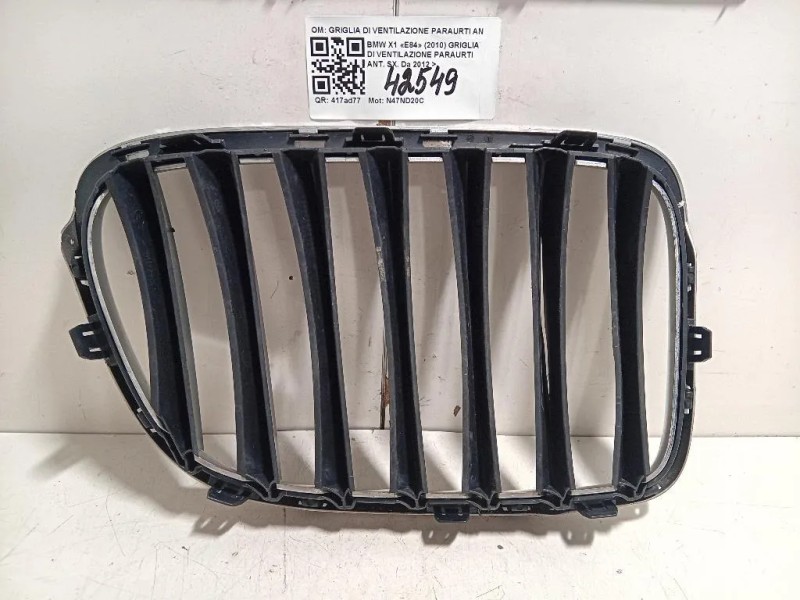 Griglia DI Ventilazione Paraurti ANT SX 51117303755 Bmw X1 E84 2010