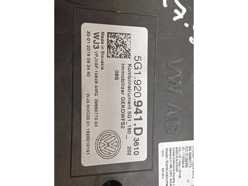 Quadro Strumenti 5G1 920 941 D Volkswagen GOLF VII 2017