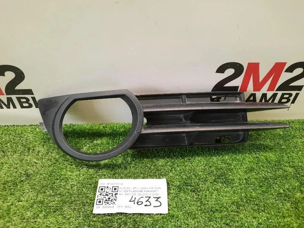 Griglia DI Ventilazione Paraurti INF ANT DX 8P3807681A FENDI FENDINEBBIA CORNICE SX Audi A3 8P1 2004