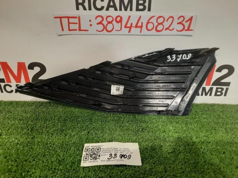 Griglia DI Ventilazione Paraurti SUP ANT DX MODANATURA ANTERIORE 9836826877 Peugeot 3008 II 2020