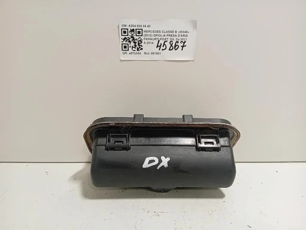 Griglia Presa Daria Paraurti POST DX A204 830 04 42 Mercedes Classe B W246 2012