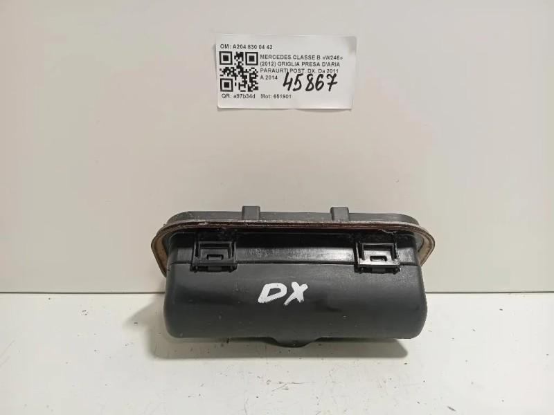 Griglia Presa Daria Paraurti POST DX A204 830 04 42 Mercedes Classe B W246 2012