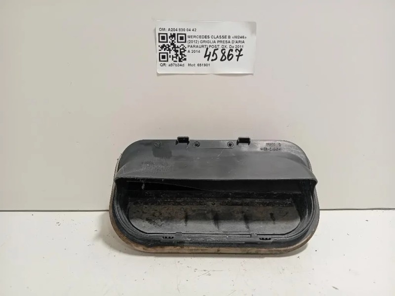 Griglia Presa Daria Paraurti POST DX A204 830 04 42 Mercedes Classe B W246 2012