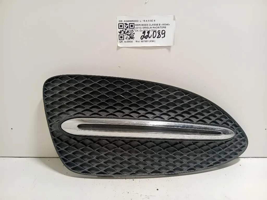Griglia Radiatore DX A2468852822 Mercedes Classe B W246 2012