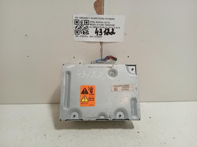 Regolatore Tensione Alternatore 545249971 INVERTITORE POTENZA Opel Mokka 2013