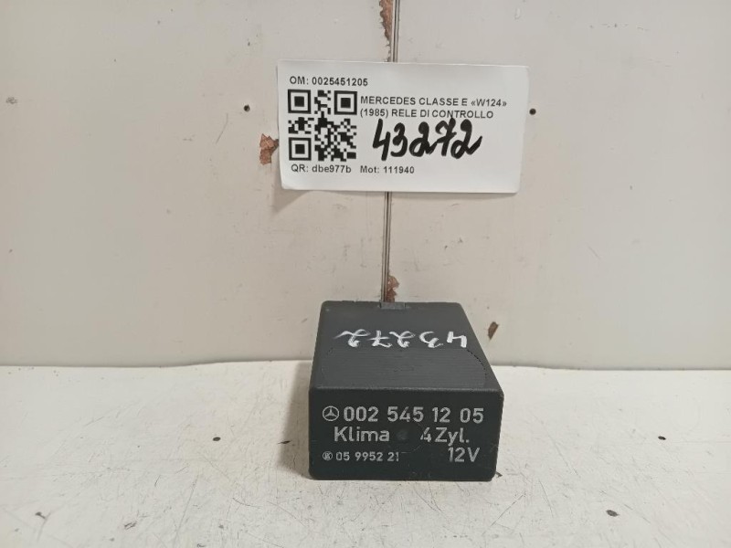 RELE DI Controllo 0025451205 Mercedes Classe E W124 1985