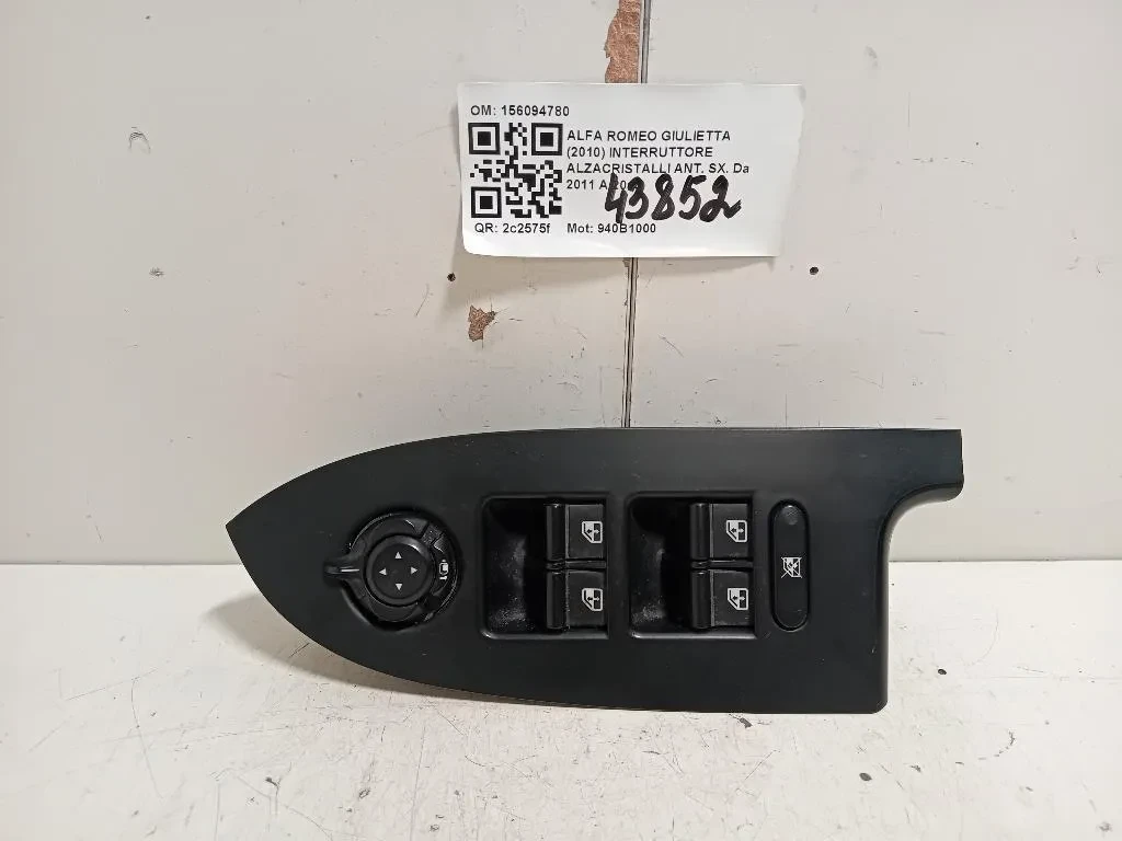 Interruttore Alzacristalli ANT SX 156094780 Alfa Romeo Giulietta 2010