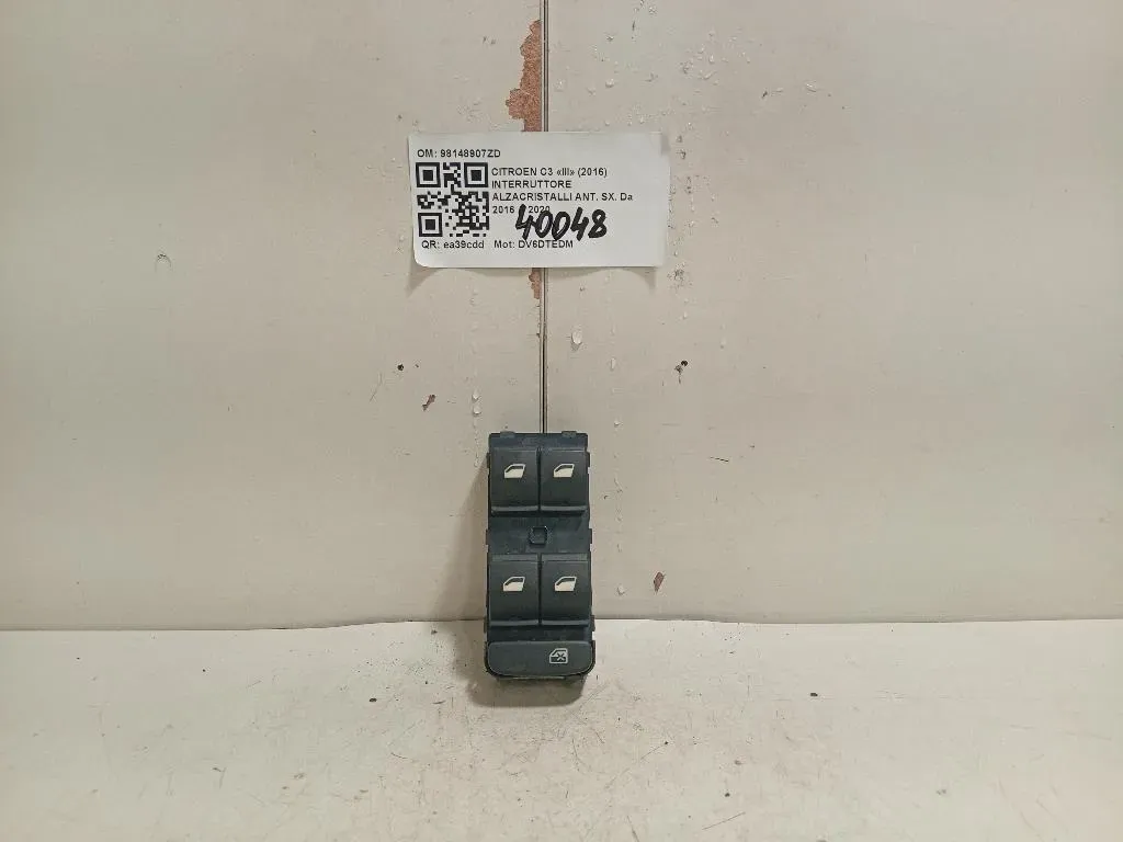 Interruttore Alzacristalli ANT SX 98148907ZD Citroen C3 III 2016