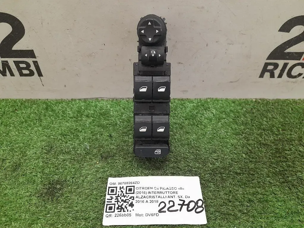 Interruttore Alzacristalli ANT SX 96788264ZD Citroen C4 Picasso II 2016