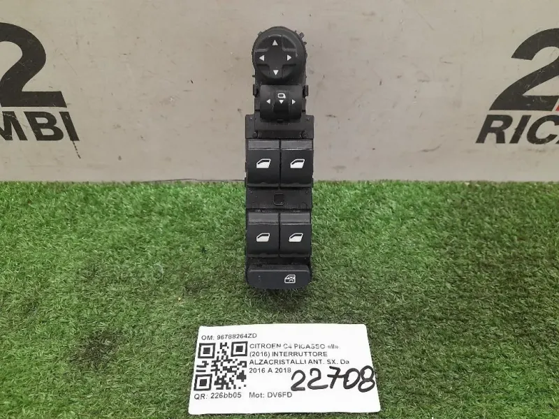 Interruttore Alzacristalli ANT SX 96788264ZD Citroen C4 Picasso II 2016