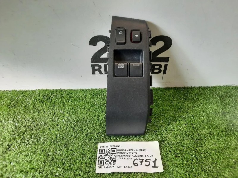 Interruttore Alzacristalli ANT SX 35750TF0G01 Honda JAZZ II 2008