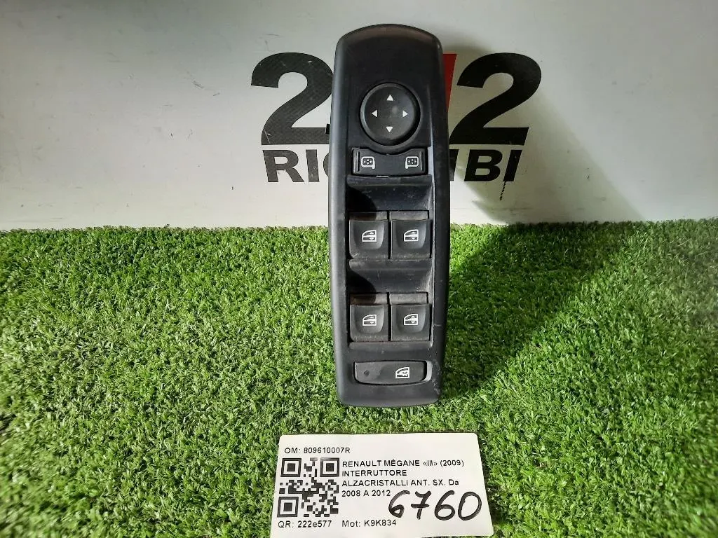 Interruttore Alzacristalli ANT SX 809610007R Renault Mégane III 2009