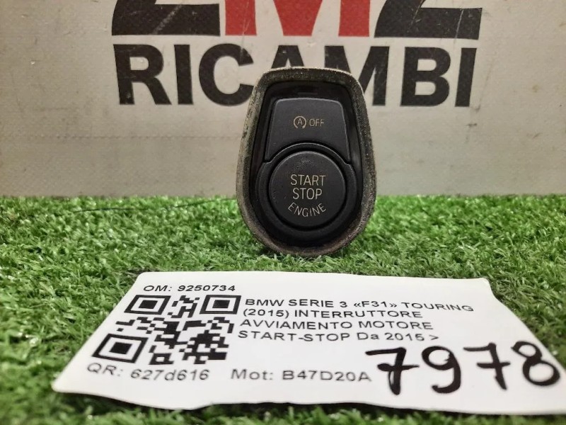 Interruttore Avviamento Motore Start-stop 9250734 START-STOP Bmw Serie 3 F31 Touring 2015